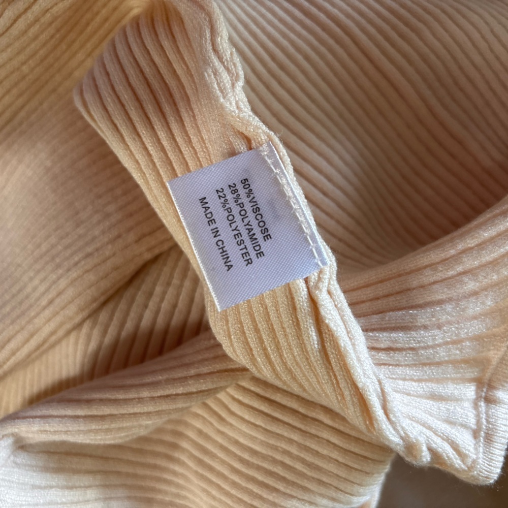 MEROKEETY Womens Long Sleeve Ribbed Knit Square Neck Bodysuit Beige Small - Picture 3 of 4
